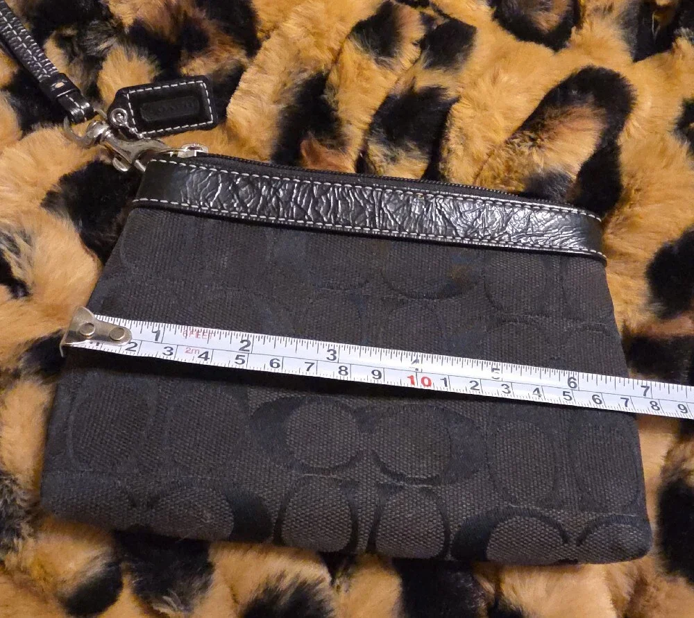 Coach Black Signature Wristlet Clutch
